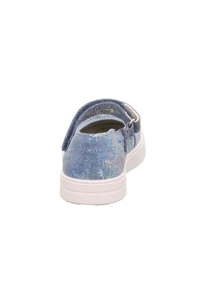 Leder-Spangeballerinas in Hellblau