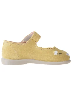 Leder-Spangenballerinas in Gelb