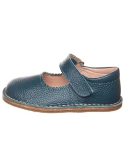 Leder-Spangenballerinas in Dunkelblau
