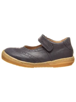Leder-Spangenballerinas in Dunkelblau