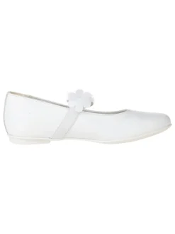 Leder-Spangenballerinas in Weiß