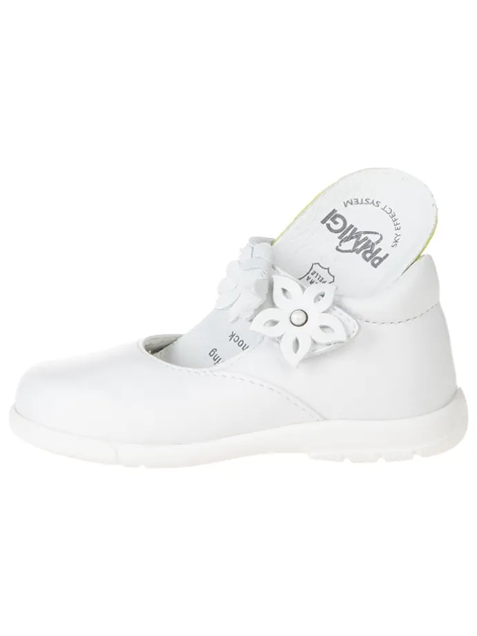 Leder-Spangenballerinas in Weiß