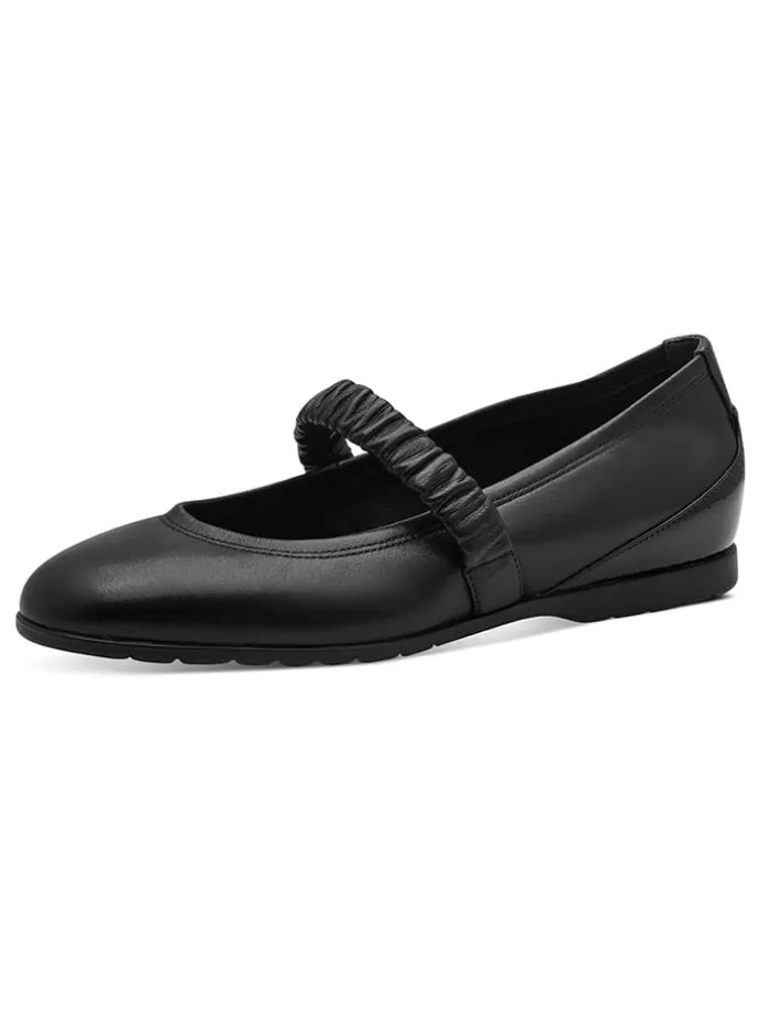 Leder-Spangenballerinas in Schwarz