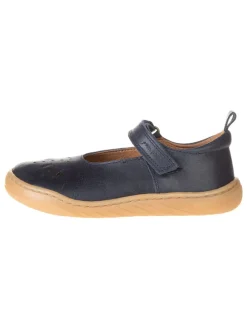 Leder-Spangenballerinas in Dunkelblau