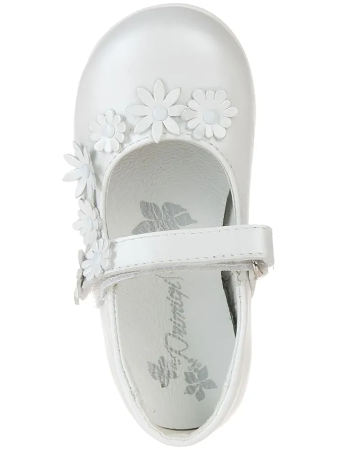 Leder-Spangenballerinas in Weiß