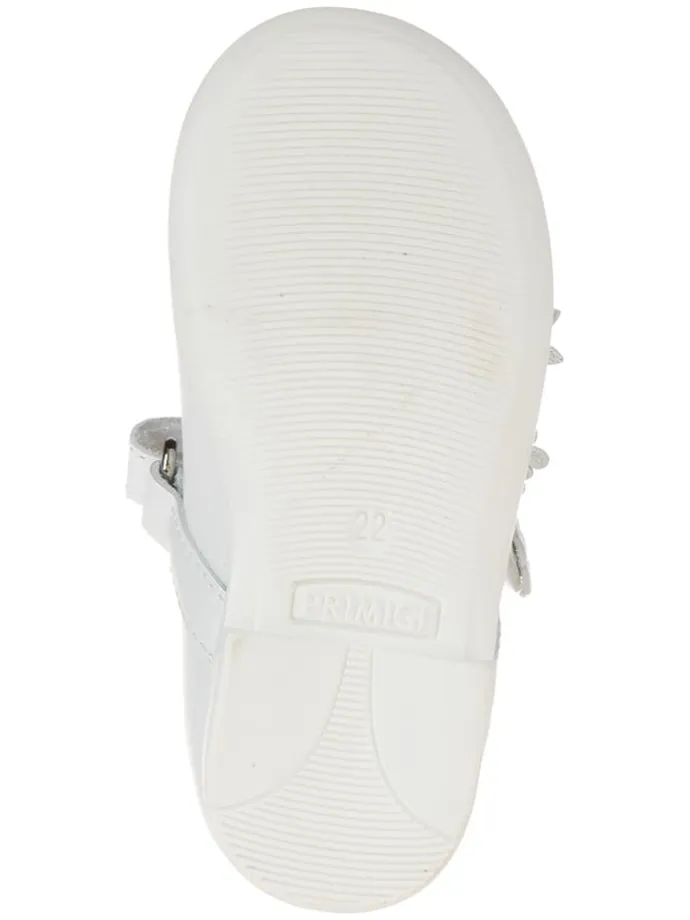 Leder-Spangenballerinas in Weiß