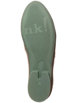Leder-Spangenballerinas in Khaki