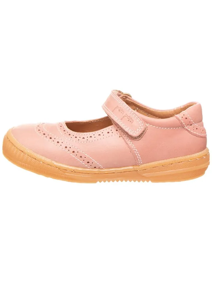Leder-Spangenballerinas in Rosa