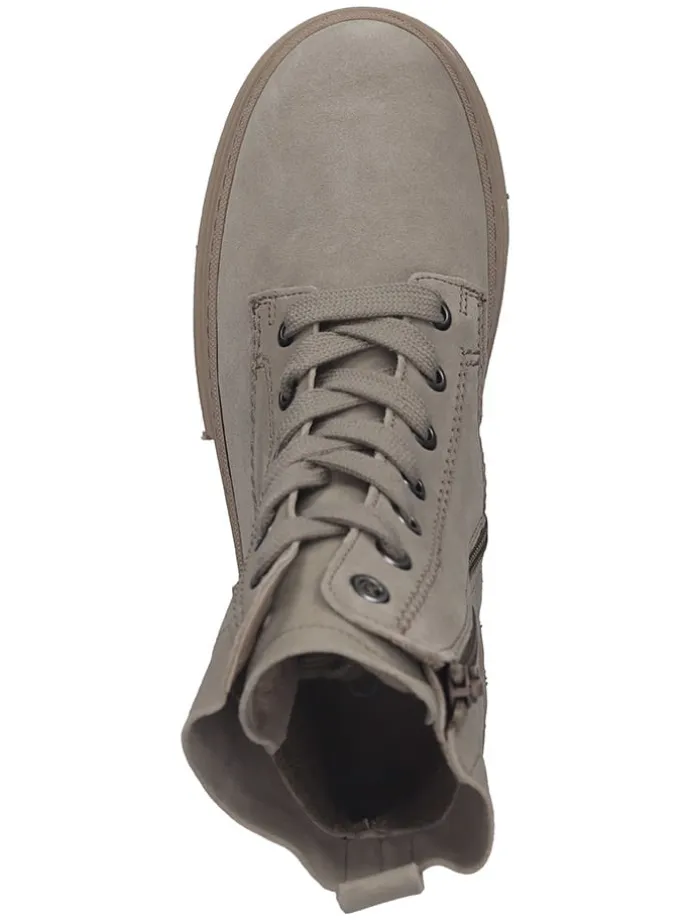 Leder-Stiefeletten in Grau