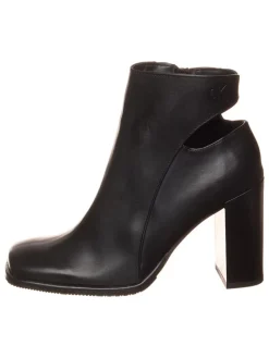Leder-Stiefeletten in Schwarz