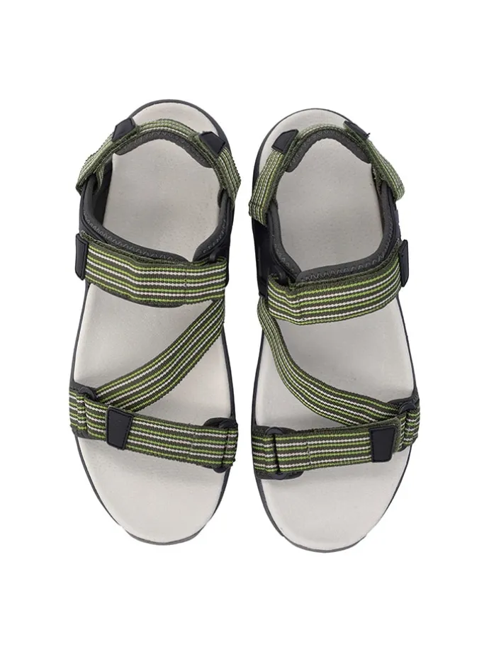 Leder-Trekkingsandalen "Khalys" in Grau/ Grün