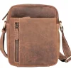 Leder-Umhängetasche "Bradley" in Hellbraun - (B)21 x (H)23 x (T)2 cm