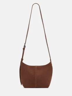 Leder-Umhängetasche "Demi" in Hellbraun - (B)19 x (H)20 x (T)10 cm