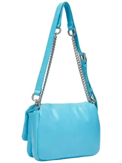 Leder-Umhängetasche in Hellblau - (B)21 x (H)14 x (T)6 cm