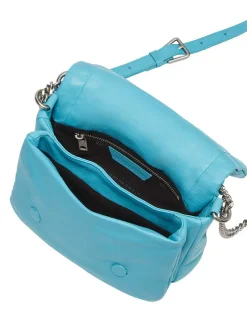 Leder-Umhängetasche in Hellblau - (B)21 x (H)14 x (T)6 cm