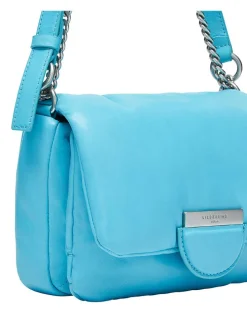 Leder-Umhängetasche in Hellblau - (B)21 x (H)14 x (T)6 cm