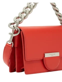 Leder-Umhängetasche in Rot - (B)24,5 x (H)12,5 x (T)17 cm