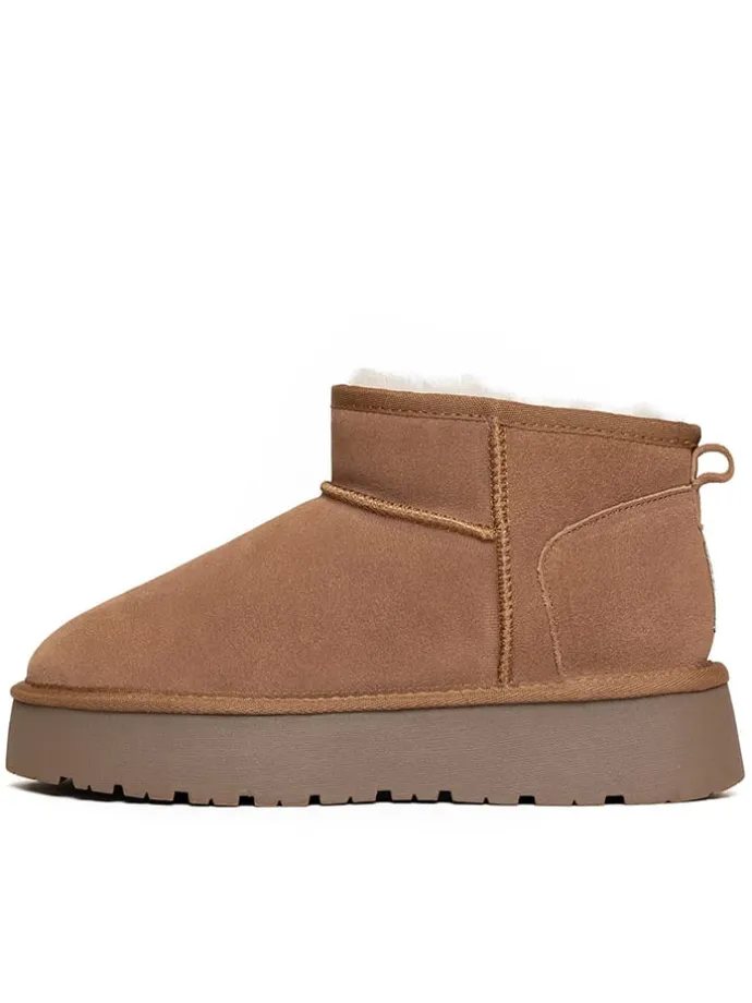 Leder-Winterboots "Mindy" in Hellbraun