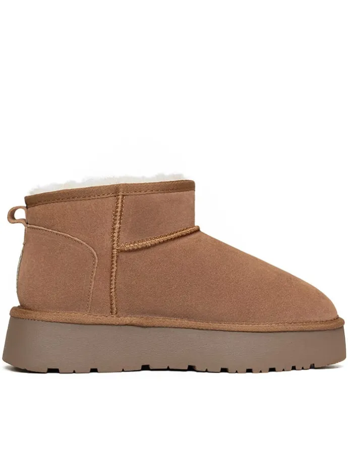 Leder-Winterboots "Mindy" in Hellbraun