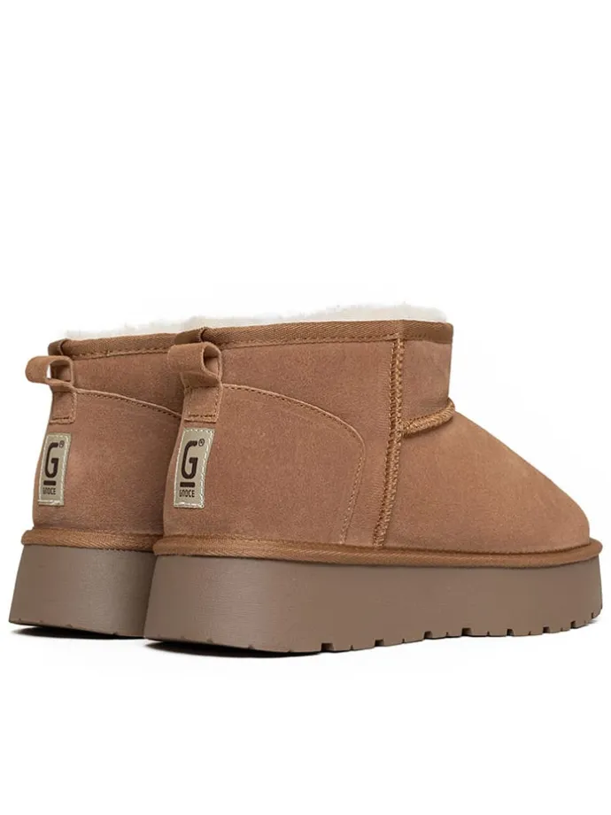 Leder-Winterboots "Mindy" in Hellbraun