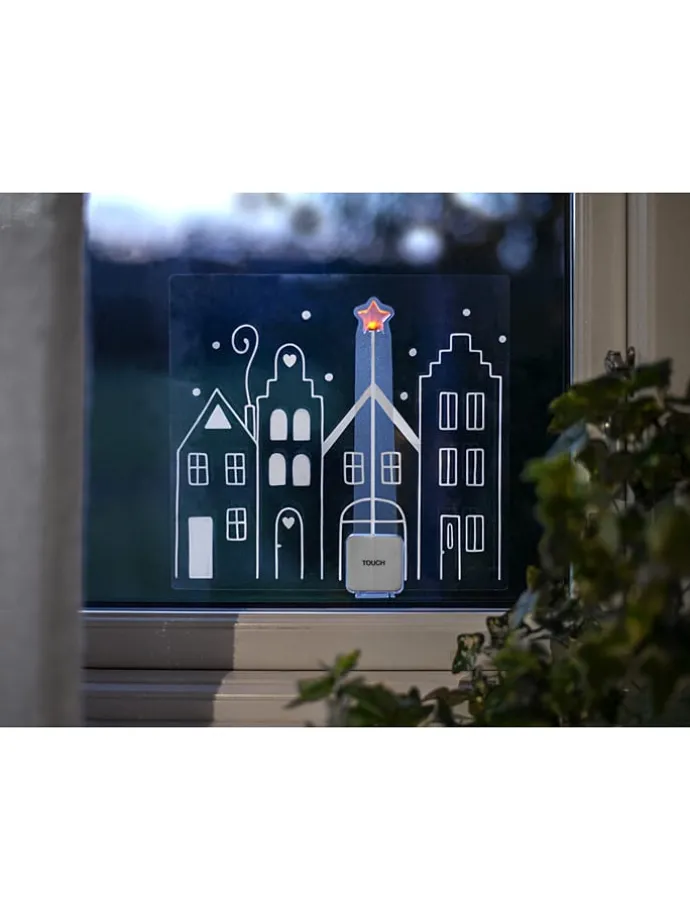 LED-Fensterdekoration "Windo" in Weiß/ Transparent - (B)22,5 x (H)21 cm