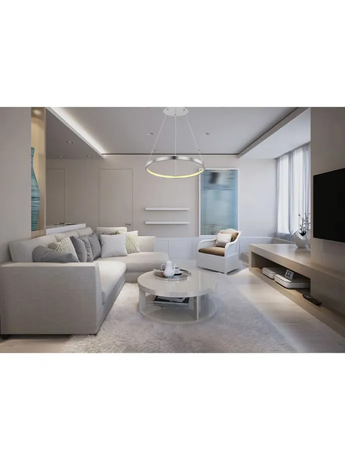 LED-Hängeleuchte "Ralph" in Silber- (H)120 x Ø 38,5 cm
