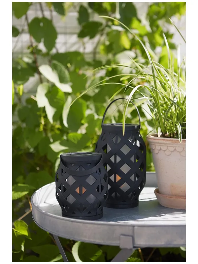 LED-Laterne "Flame Lantern" in Schwarz - (H)23 cm