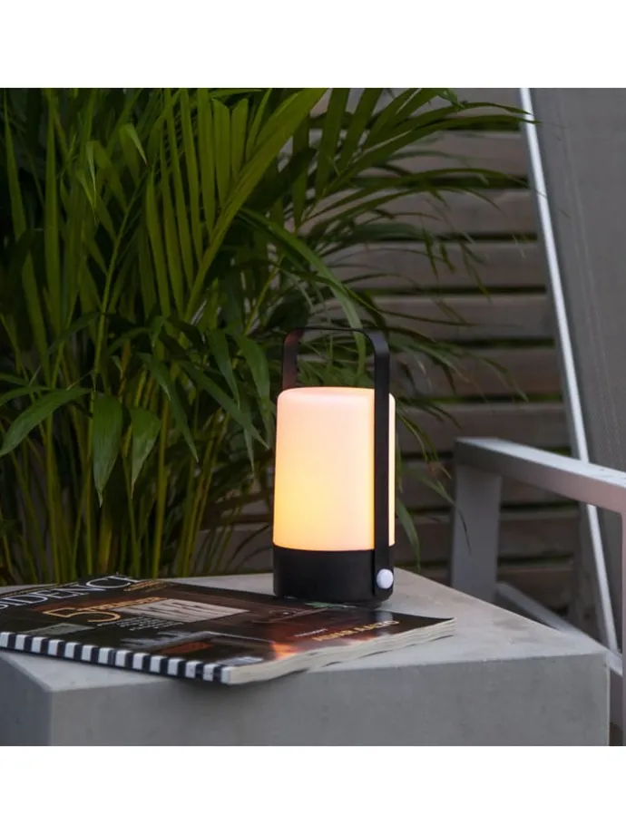 LED-Laterne "Flame Lantern" in Schwarz - (H)19 cm