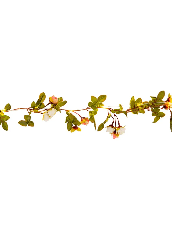LED-Lichterkette "Röschen" in Grün/ Rosa - (L)420 cm
