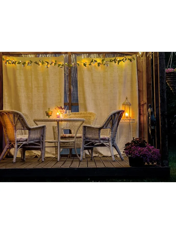 LED-Lichterkette "Röschen" in Grün/ Rosa - (L)420 cm