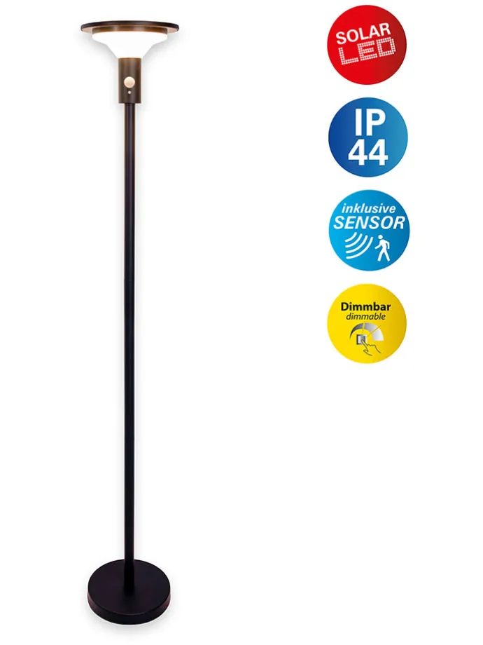 LED-Solarstehleuchte "Nora" in Schwarz - (H)139 x Ø 21 cm
