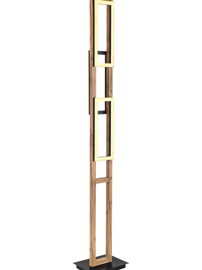LED-Standleuchte "Illa" in Schwarz/ Hellbraun - (L)25 x (B)20 x (H)150 cm