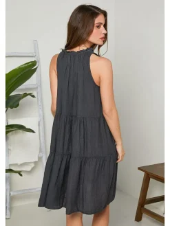 Leinen-Kleid in Anthrazit