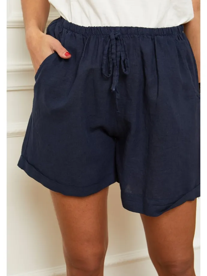 Leinen-Shorts in Dunkelblau