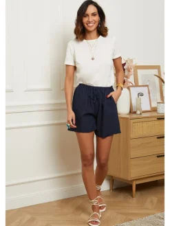 Leinen-Shorts in Dunkelblau