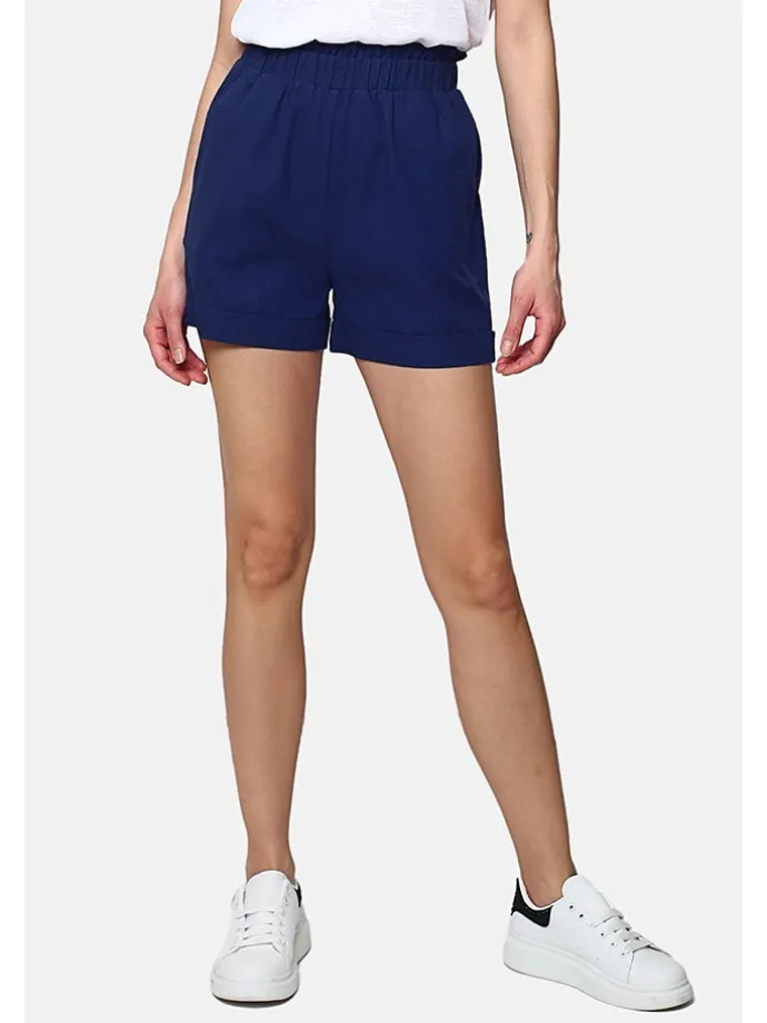 Leinen-Shorts in Dunkelblau