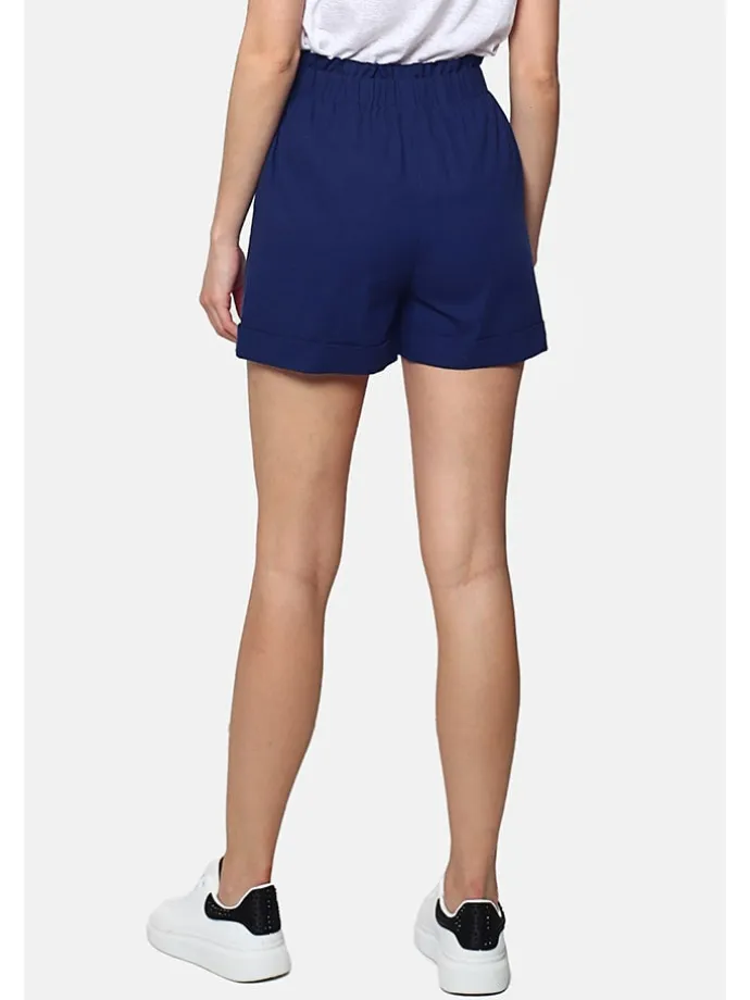 Leinen-Shorts in Dunkelblau