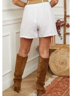 Leinen-Shorts in Weiß