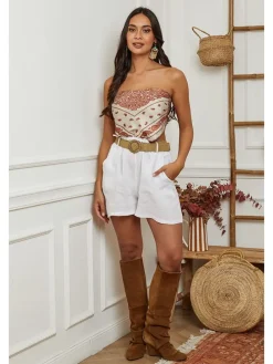 Leinen-Shorts in Weiß