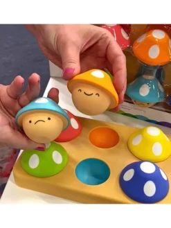 Lernspielzeug ab 1 Jahr mit 6 Pilzen - Farben, Zahlen & Emotionen lernen