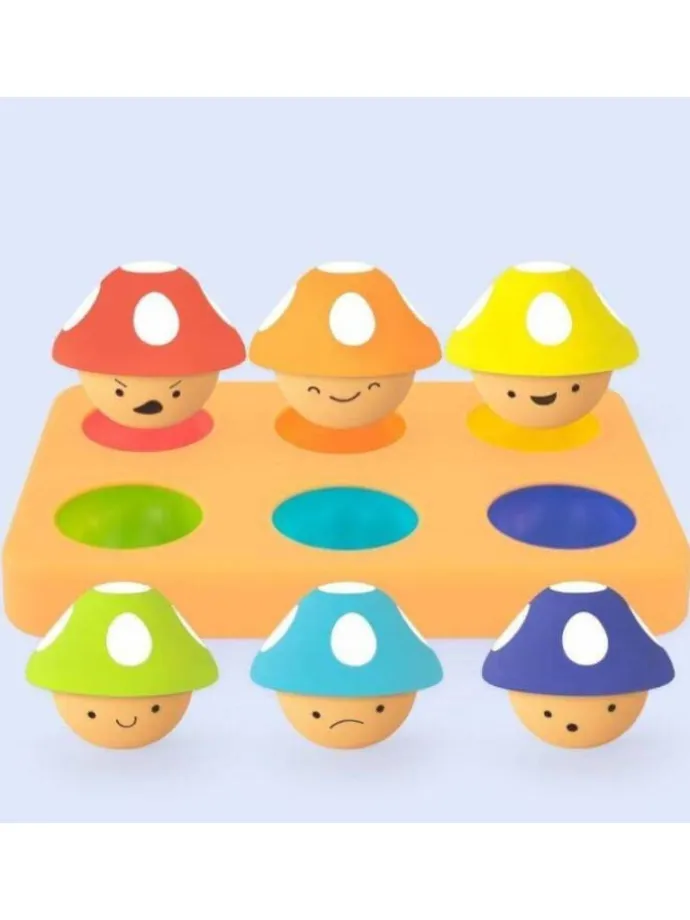 Lernspielzeug ab 1 Jahr mit 6 Pilzen - Farben, Zahlen & Emotionen lernen