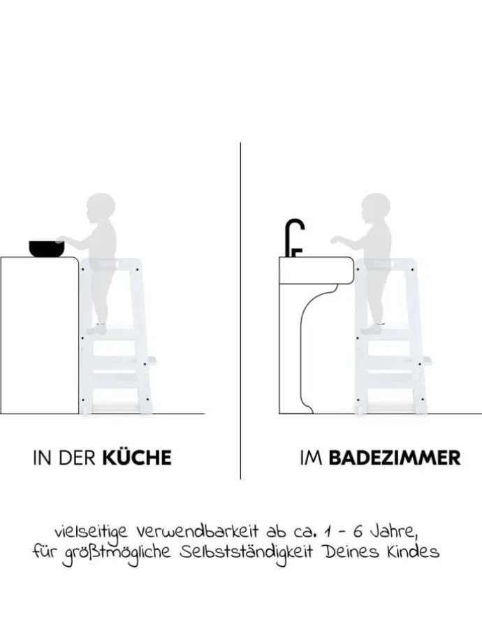 Lernturm / Kinderstuhl für Küche - Learn in weiss