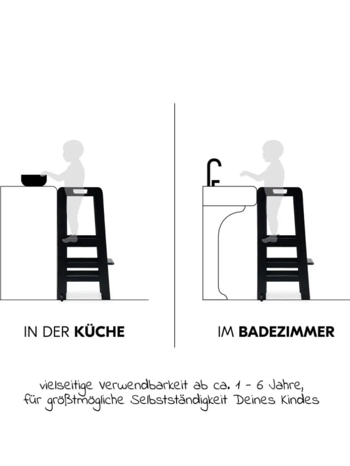 Lernturm / Kinderstuhl für Küche - Learn in schwarz