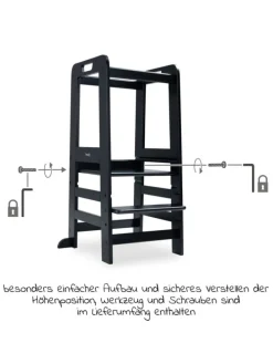 Lernturm / Kinderstuhl für Küche - Learn in schwarz