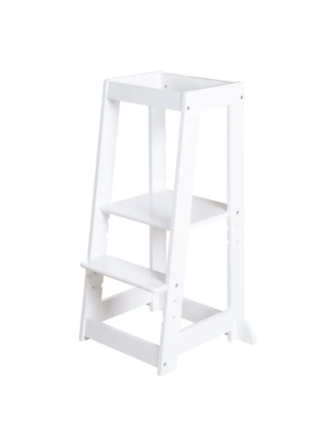 Lernturm Monti Step – sicherer Kinder-Tritthocker aus FSC-Holz - Weiß