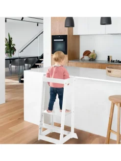 Lernturm Monti Step – sicherer Kinder-Tritthocker aus FSC-Holz - Weiß
