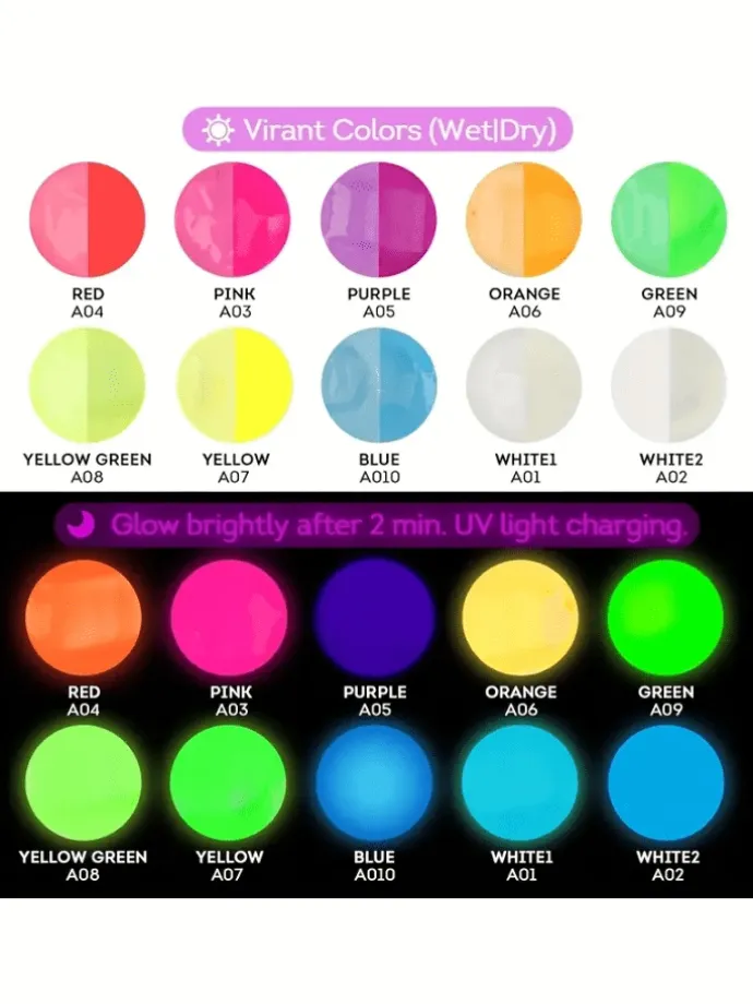 Leuchtfarbe Set 10x Neonfarben fluoreszierend 60ml