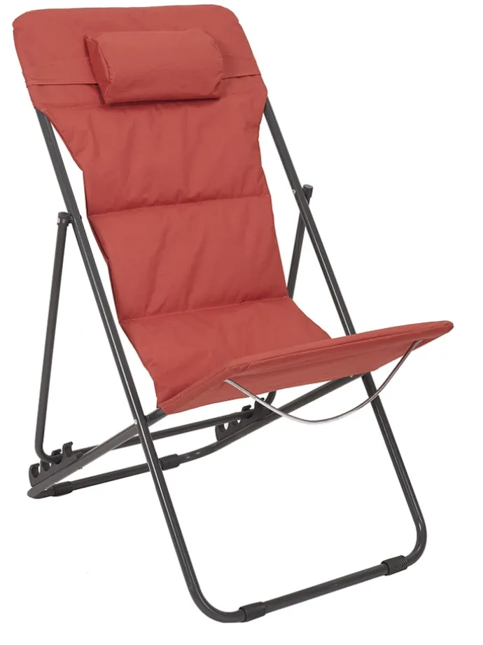 Liegestuhl "Corfou" in Rot - (B)55 x (H)89 x (T)81 cm