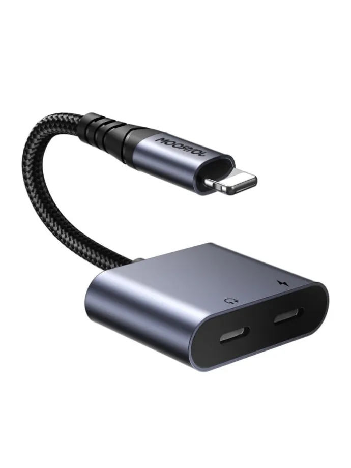 Lightning auf 2x Lightning DAC-Adapter 2in1 schwarz