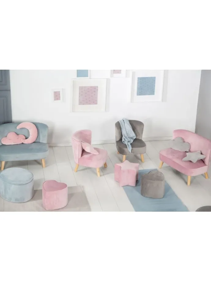 Lil Sofa' Herz-Hocker, bequem, Pouf mit Samtstoff Mauve